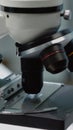 Biochemistry microscope in scientific laboratory at clinic Royalty Free Stock Photo