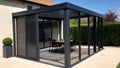 Bioclimatic gazebo by the house. architecture