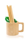 Biodegradable bamboo straws with wooden glass