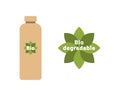 Biodegradable bottle, package. Logo, sign, emblem, signal, ecology concept. Royalty Free Stock Photo