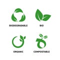 Biodegradable and compostable concept reduce reuse recycle vector illustration Royalty Free Stock Photo