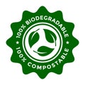 100 % biodegradable and compostable vector badge template. This design can be used for product and label