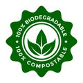 100 % biodegradable and compostable vector badge template. This design can be used for product and label