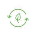 Biodegradable green icon. Recycle leaf symbol. Bio recycling degradable sign.