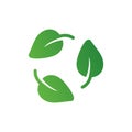 Biodegradable green icon. Recycle leaf symbol. Bio recycling degradable sign