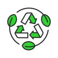 Biodegradable, icon in line design green. Biodegradable, eco-friendly, compostable, packaging, green, sustainable, environment on Royalty Free Stock Photo