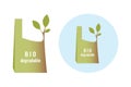 Biodegradable package. Logo, sign, emblem, signal, ecology concept.