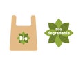 Biodegradable package. Logo, sign, emblem, signal, ecology concept.