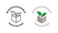 Biodegradable packaging vector icon badge logo