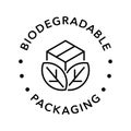 Biodegradable packaging vector icon badge logo