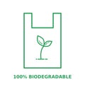 Biodegradable plastic bag line icon. Shopping bag made of starch corn, potato.