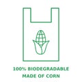 Biodegradable plastic bag made of corn starch. Green bag with corn cob line icon. Royalty Free Stock Photo