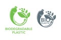 Biodegradable plastic icon - bottle turns to plant