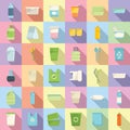 Biodegradable plastic icons set flat vector. Trash bag