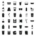 Biodegradable plastic icons set simple vector. Trash bag