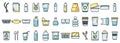 Biodegradable plastic icons set vector color line Royalty Free Stock Photo