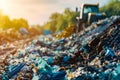 Biodegradable plastics decompose in composting area reducing landfill waste. Concept