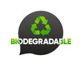 Biodegradable recyclable banner. 100 percent bio recyclable and degradable packaging. Ecology concept. Vector Royalty Free Stock Photo