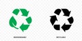 Biodegradable recyclable icons, leaf and arrow vector eco and bio label. Organic recyclable, plastic free and eco friendly