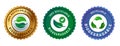 Biodegradable recyclable label sticker stamp icon seal logo gold green blue