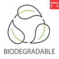 Biodegradable recyclable plastic line icon