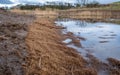 Biodegradable silt sediment net trap along a drainage channel