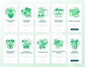 Biodegradable waste reduction onboarding mobile app page screen with concepts set