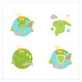 Biodiversity flat icons set Royalty Free Stock Photo