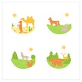 Biodiversity flat icons set Royalty Free Stock Photo