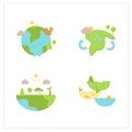 Biodiversity flat icons set Royalty Free Stock Photo