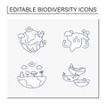 Biodiversity line icons set