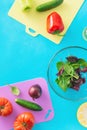 Biodynamic ingredients cooking summer salad Healthy food background