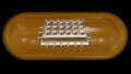 Bioelectronics . Microchip in pill capsule. View 2