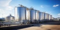 Large storage tanks and pipes for the production of biofuel. Royalty Free Stock Photo