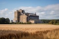 bioenergy plant, with massive bioenergy and biomass production facilities visible