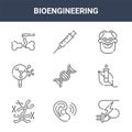 9 bioengineering icons pack. trendy bioengineering icons on white background. thin outline line icons such as electricity,