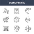 9 bioengineering icons pack. trendy bioengineering icons on white background. thin outline line icons such as health, student,