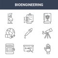 9 bioengineering icons pack. trendy bioengineering icons on white background. thin outline line icons such as prosthetics,