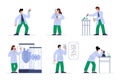 Bioengineers or researchers characters set, flat vector illustration isolated. Royalty Free Stock Photo