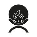 Biofireplace with flame silhouette icon. Black simple pictogram of round floor device for modern interior Royalty Free Stock Photo