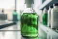 Biofuel in chemical lab in glass bottle E-Fuel AI generated