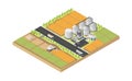 Biofuel refinery in isometric graphic