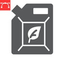Biofuel glyph icon, oil and ecology, jerrycan sign vector graphics, editable stroke solid icon, eps 10.