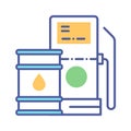 Biofuel line color icon. Green technology sign. Alternative energy vector pictogram. Biogas plant symbol. Button for web page, app