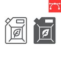 Biofuel line and glyph icon, oil and ecology, jerrycan sign vector graphics, editable stroke linear icon, eps 10.