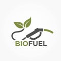 Biofuel logo. eco auto gas station icon. refueling gun. eco friendly industry and alternative energy symbol