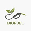 Biofuel logo icon. eco auto gas station refueling gun. eco friendly industry, environment and alternative energy symbol