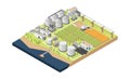 Biofuel power plant in isometric graphic