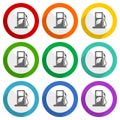 Biofuel vector icons, set of colorful flat design buttons for webdesign and mobile applications Royalty Free Stock Photo
