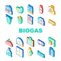 Biogas Energy Fuel Collection Icons Set Vector